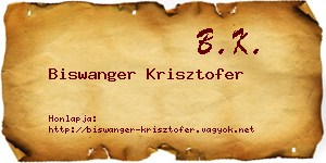 Biswanger Krisztofer névjegykártya